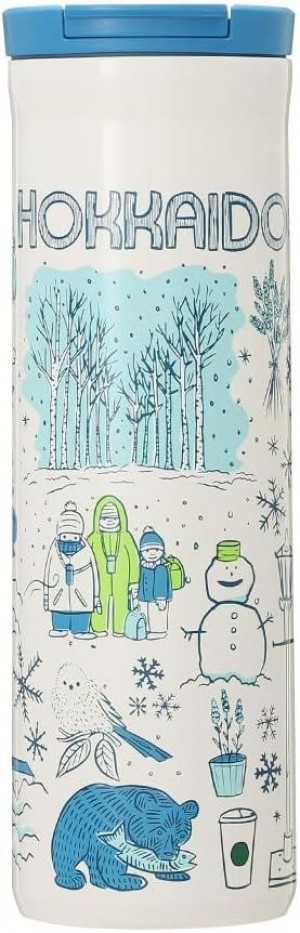 Starbucks 2021 Hokkaido Been There Series Stainless Steel Bottle, 16.5 Fl Oz (473 Ml), Blue Azules | 68107-QXKH