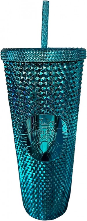 Starbucks 2023 Blue Chrome Studded Venti 24oz Tumbler With Straw Azules | 32487-ABQP
