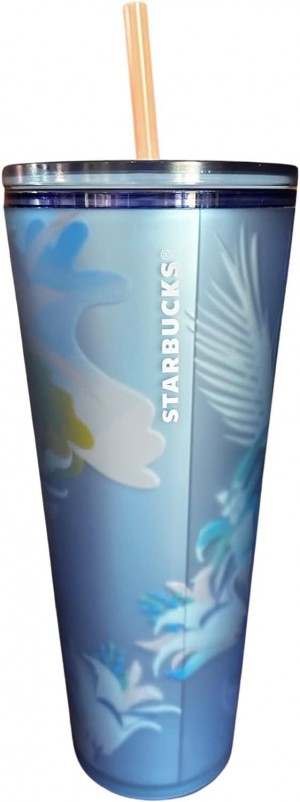 Starbucks 2023 Blue Floral Soft Touch Venti 24 Oz Tumbler With Straw Azules | 78105-OHPG