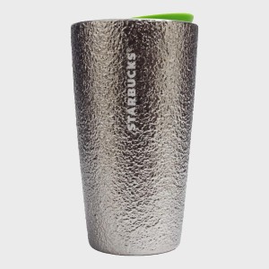 Starbucks 2023 Holiday Silver Metallic Foil Hammered Texture Ceramic Tumbler Mug Plateados Metal | 94163-TIXG