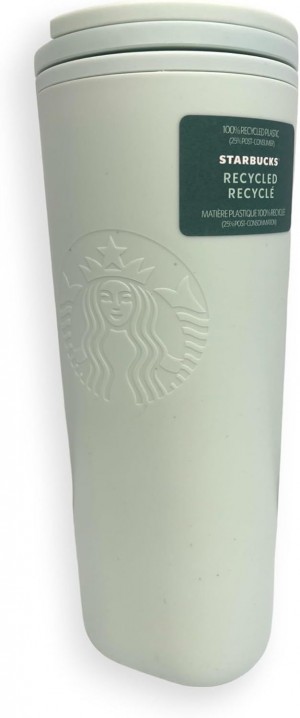 Starbucks Embossed Mermaid Logo Recycled Plastic Tumbler, White 16oz Blancos | 21754-ZRCK
