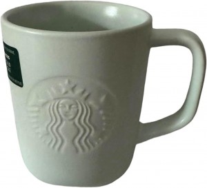 Starbucks Embossed Mermaid Logo Recycled Ceramic Mug, White 16oz Blancos | 79068-YDRG