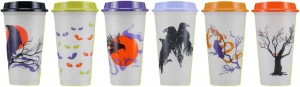 Starbucks Fall 2022 Reusable Plastic Hot Cups With Lids Glow In The Dark Halloween 6 Cups 16 Oz Each Multicolor | 92801-ENRD