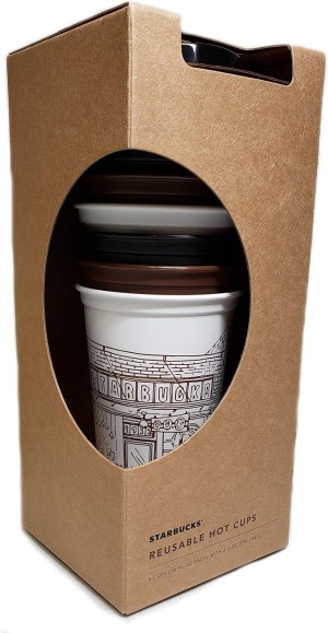 Starbucks Pike Place Market First Store Reusable Hot Cups With Lids, 6 Pack, 16 Oz Assorted | 12583-EAWV