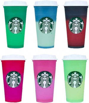 Starbucks Plastic Holiday 2021 Limited Color Changing Reusable Hot Cups With Lids - Set Of 6 Multicolor | 50267-JMCV