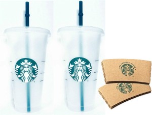 Starbucks Reusable 24 Fl Oz Frosted Ice Cold Drink Cup Bundle Set With Sleeves frosted | 84967-JEWY