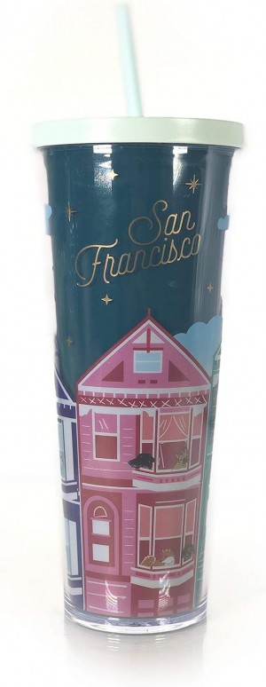 Starbucks San Francisco Cold Cup Tumbler Traveler Venti 24oz Verdes | 01837-NWVQ