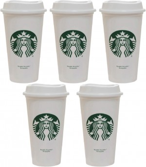 Starbucks Set Of 5 16oz Reusable Hot Cups With Lid Blancos | 79084-EUSI