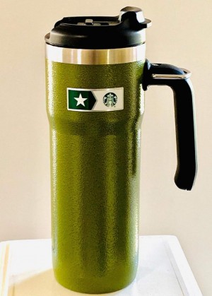 Starbucks Stanley Military Commitment Double Walled Hammered Stainless Steel Tumbler With Handle Verdes | 58017-AUJY